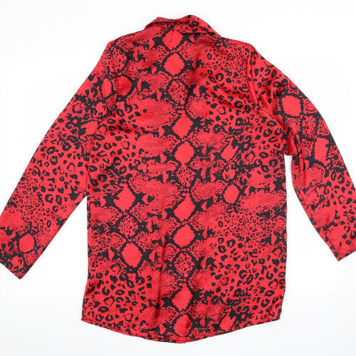Time To Dream Womens Red Animal Print  Top Pyjama Top Size 8