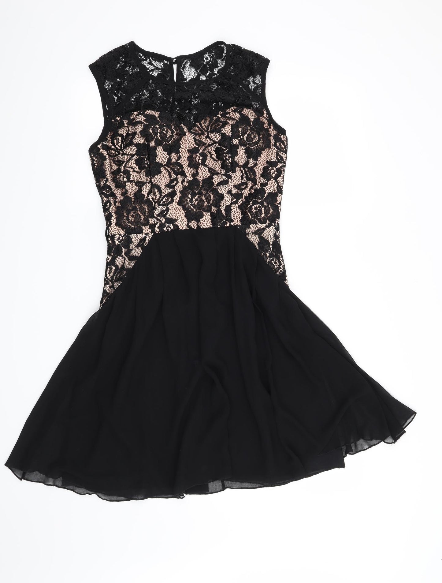 Little Mistress Womens Black Floral  Fit & Flare  Size 8