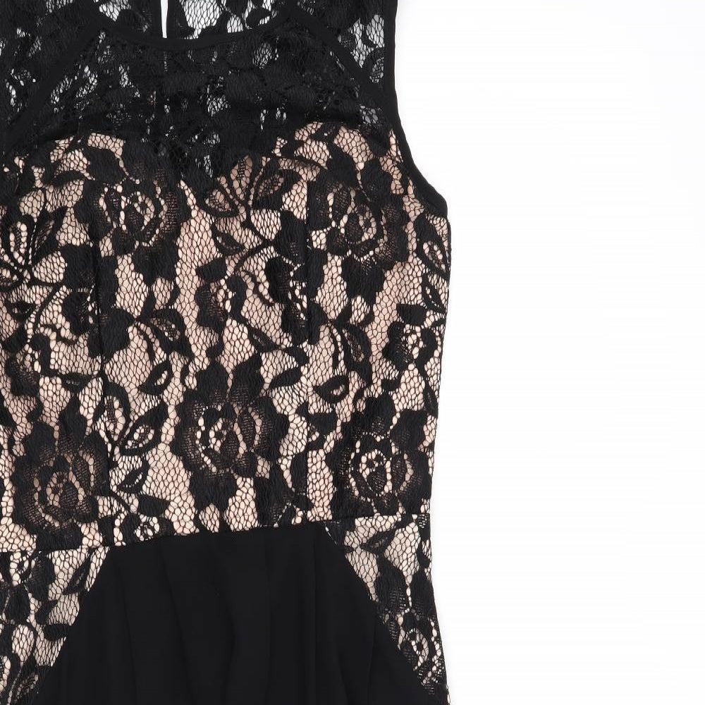 Little Mistress Womens Black Floral  Fit & Flare  Size 8