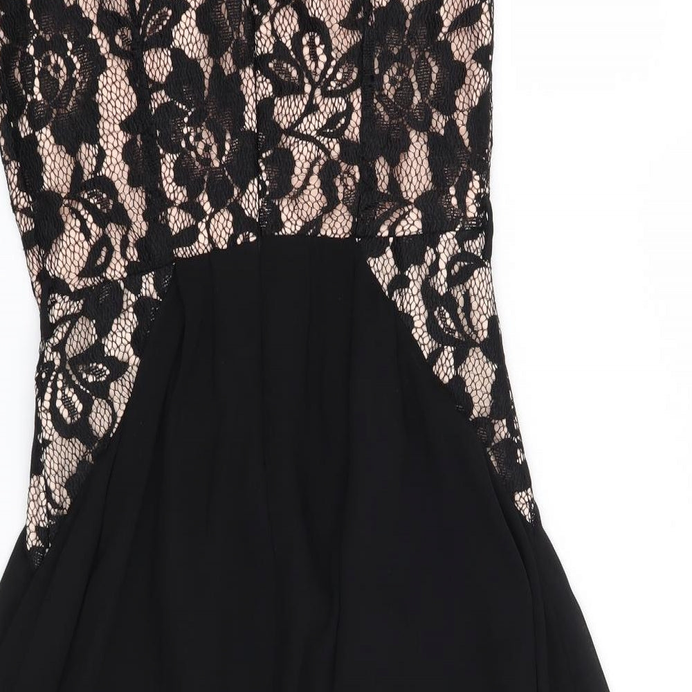Little Mistress Womens Black Floral  Fit & Flare  Size 8