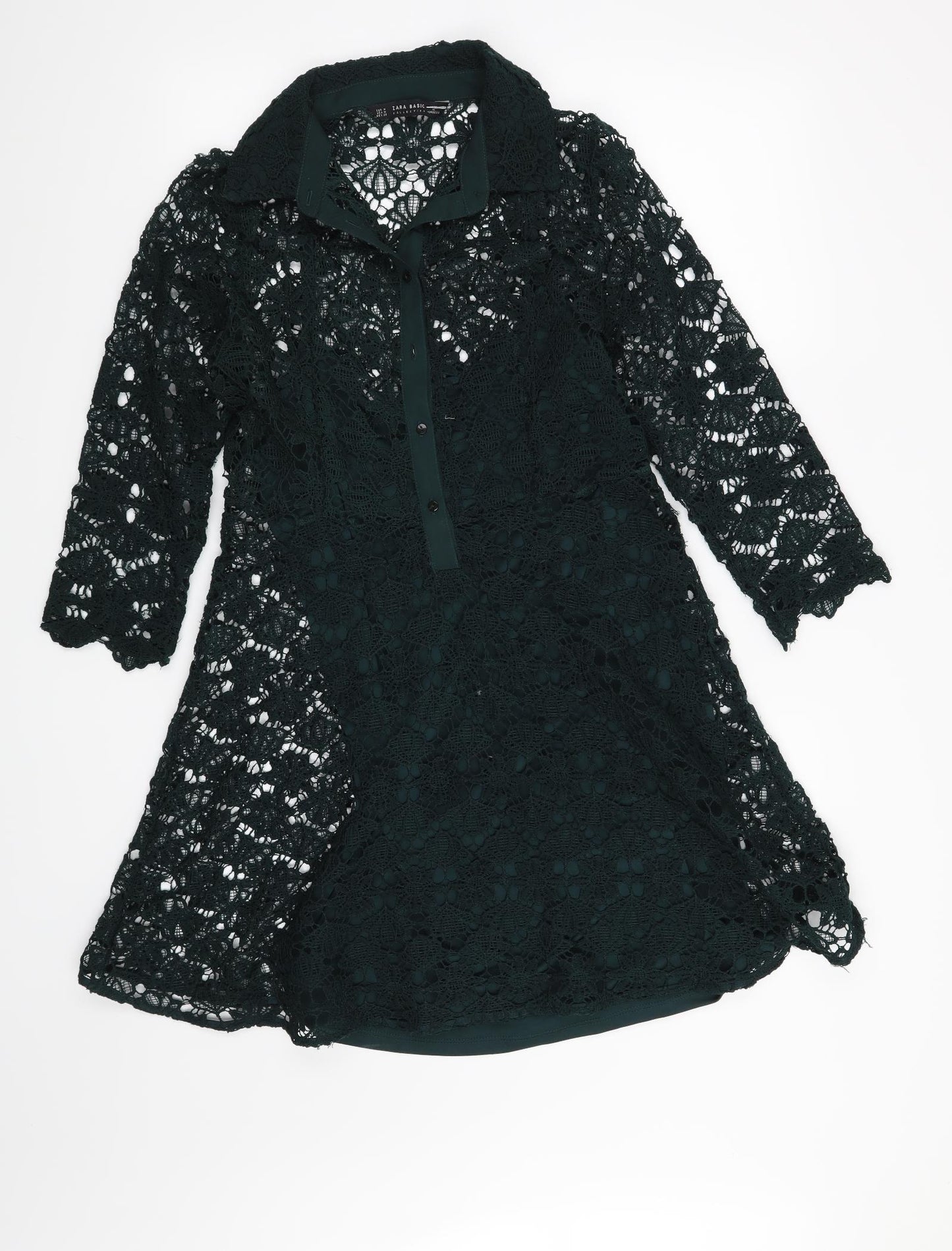 Zara Womens Green Floral  Shirt Dress  Size M