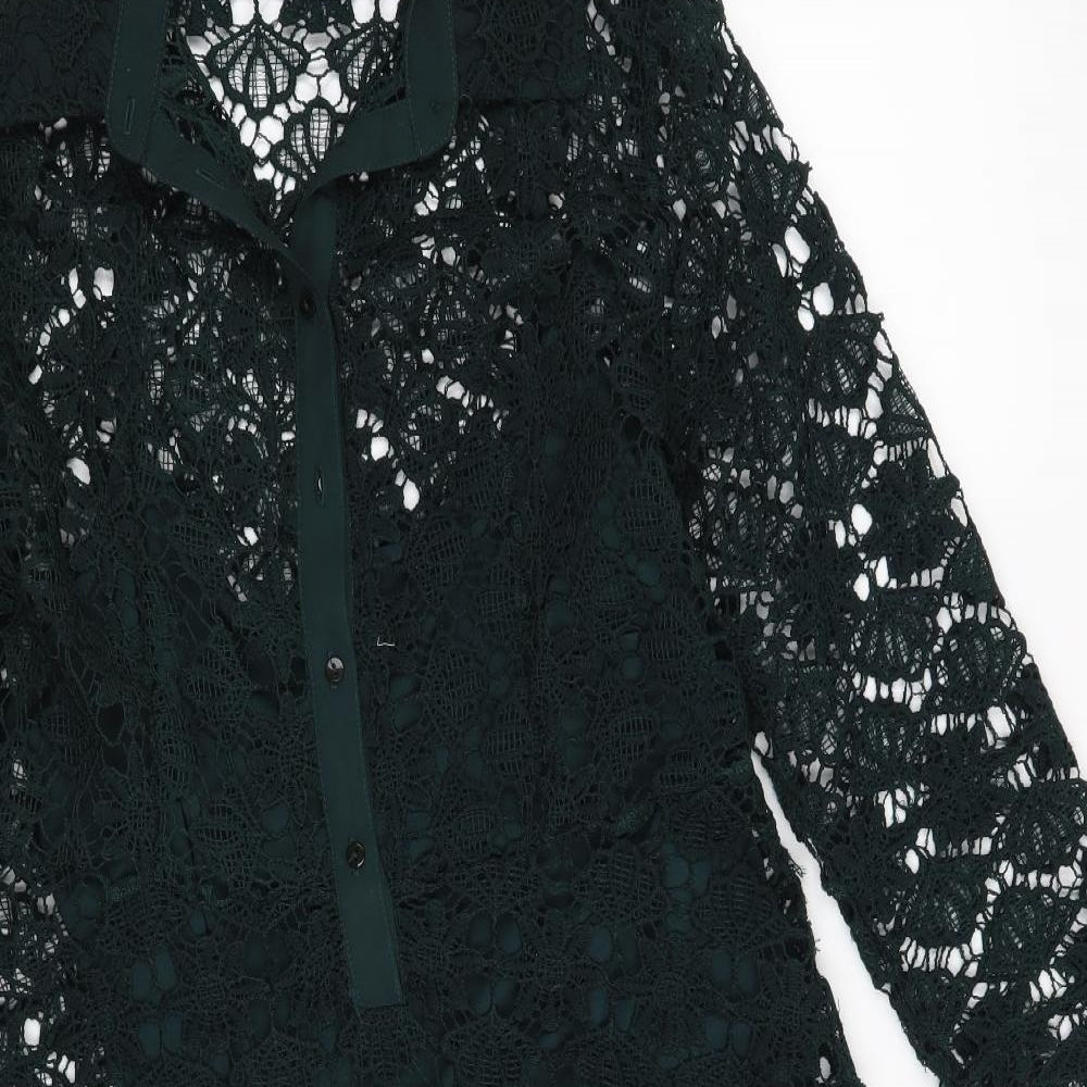 Zara Womens Green Floral  Shirt Dress  Size M