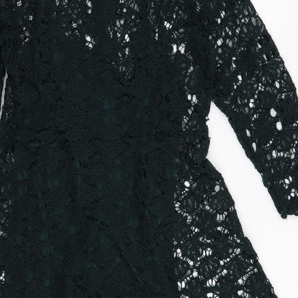 Zara Womens Green Floral  Shirt Dress  Size M