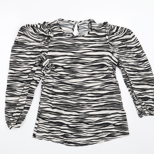 Papaya Womens White Animal Print  Basic Blouse Size 8