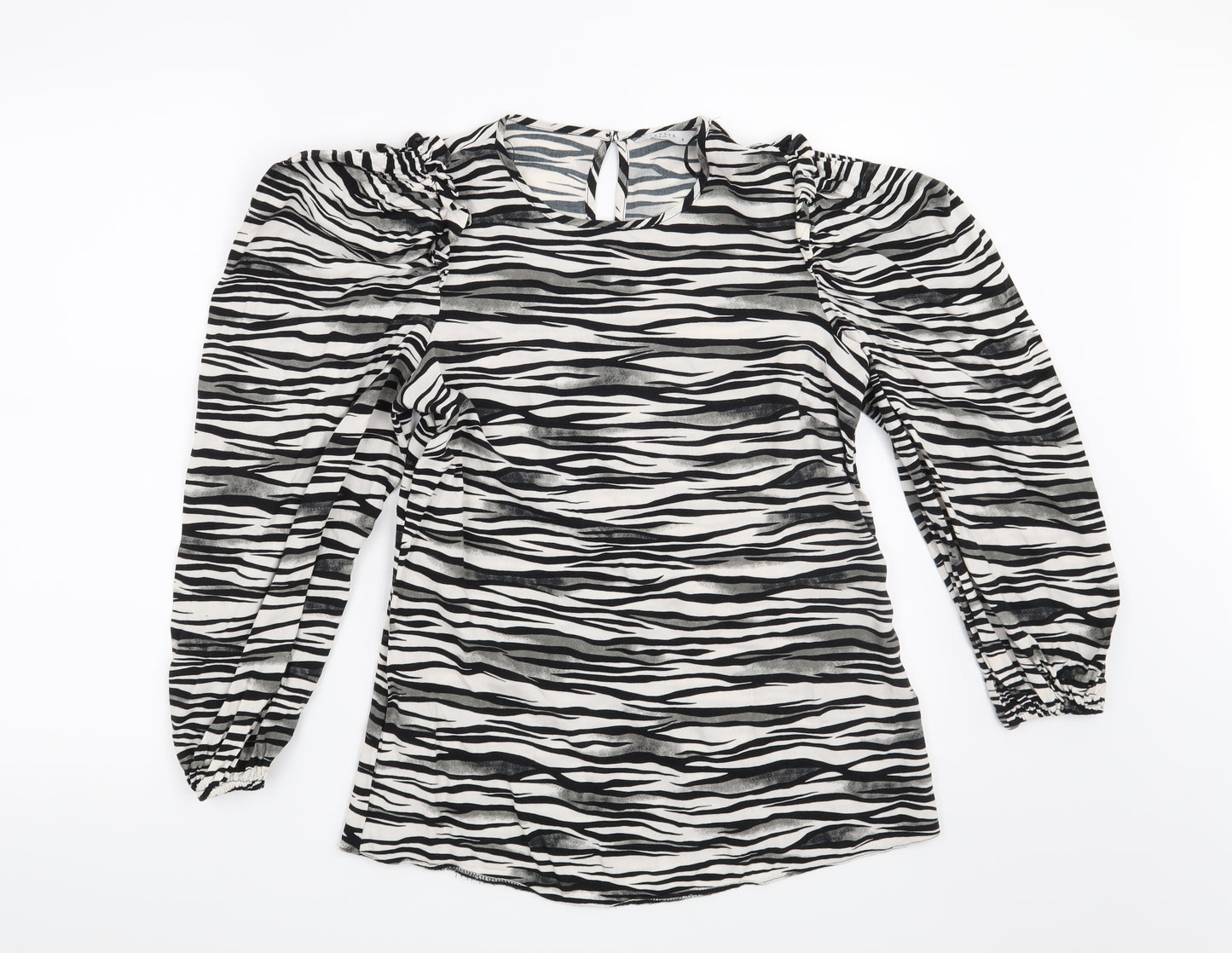 Papaya Womens White Animal Print  Basic Blouse Size 8