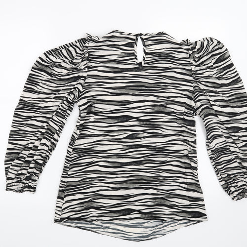 Papaya Womens White Animal Print  Basic Blouse Size 8