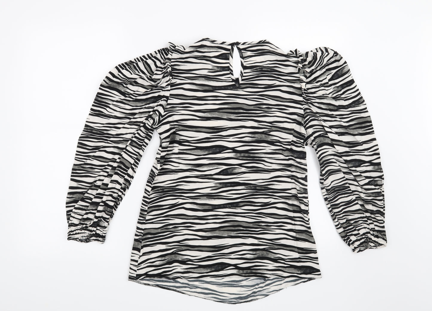 Papaya Womens White Animal Print  Basic Blouse Size 8