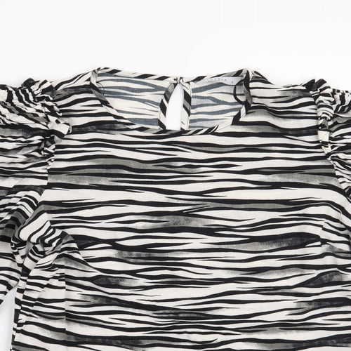 Papaya Womens White Animal Print  Basic Blouse Size 8