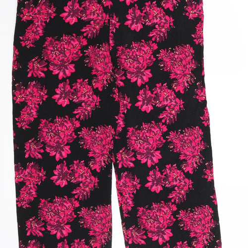Papaya Womens Black Floral  Trousers  Size 16 L25 in