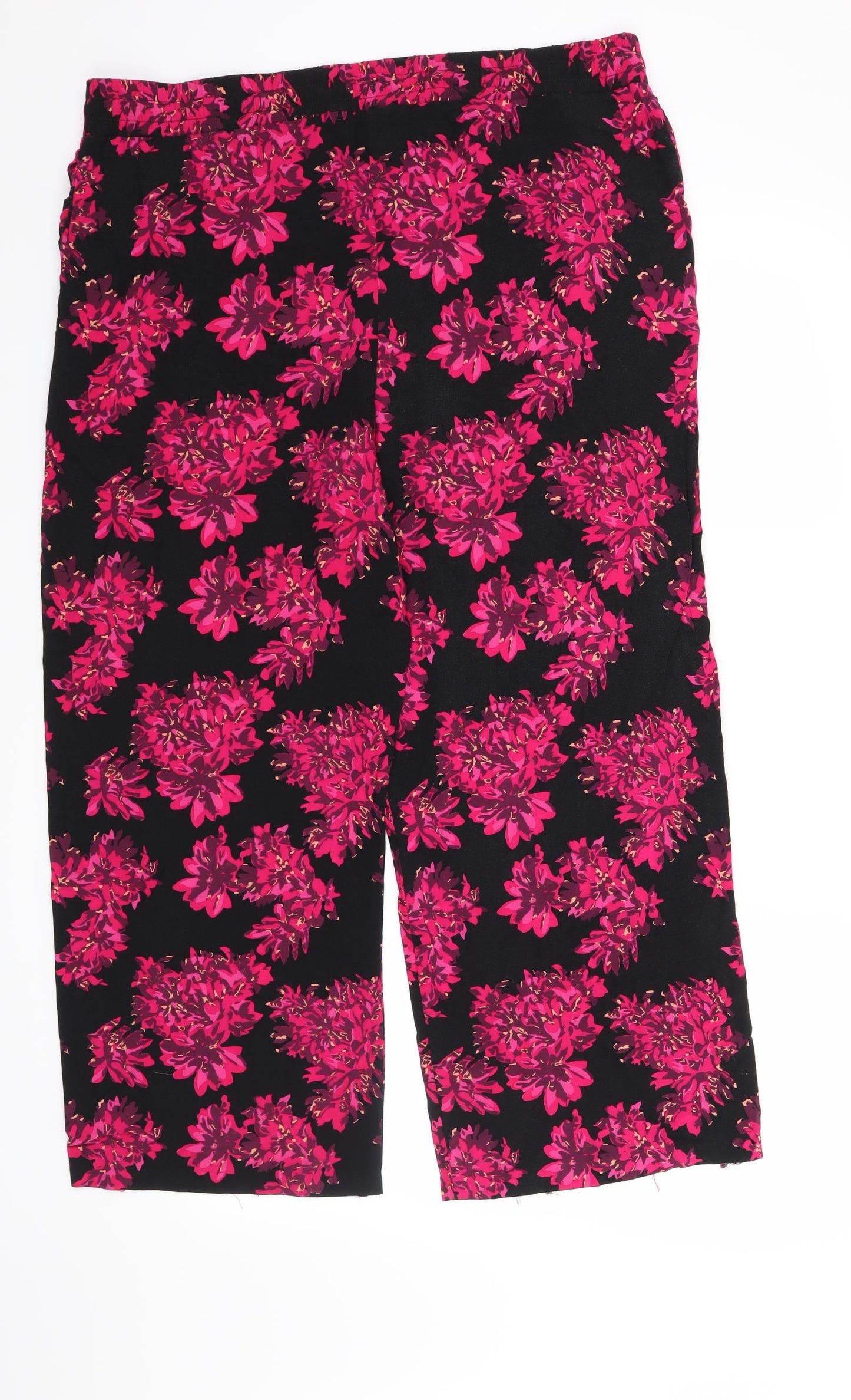 Papaya Womens Black Floral  Trousers  Size 16 L25 in
