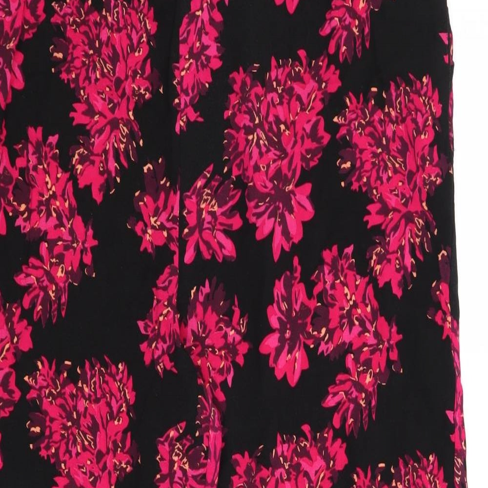 Papaya Womens Black Floral  Trousers  Size 16 L25 in