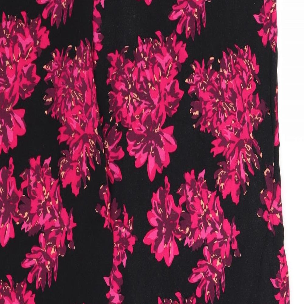 Papaya Womens Black Floral  Trousers  Size 16 L25 in