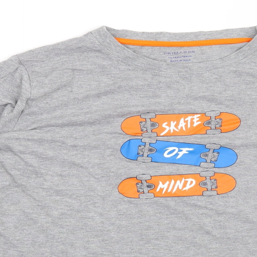 Primark Boys Grey   Basic T-Shirt Size 13-14 Years  - Skate of Mind