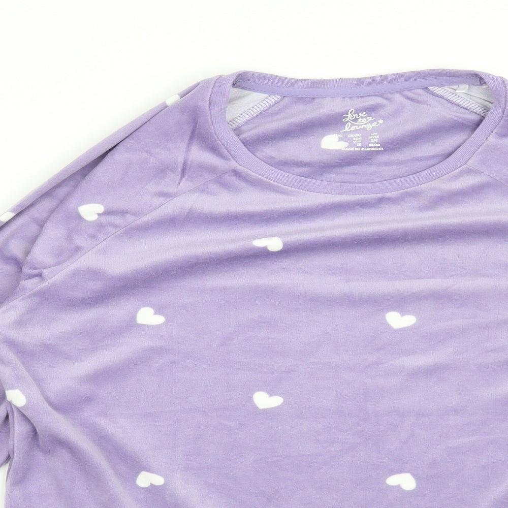 Love to Lounge Womens Purple Solid  Top Pyjama Top Size 6  - Hearts