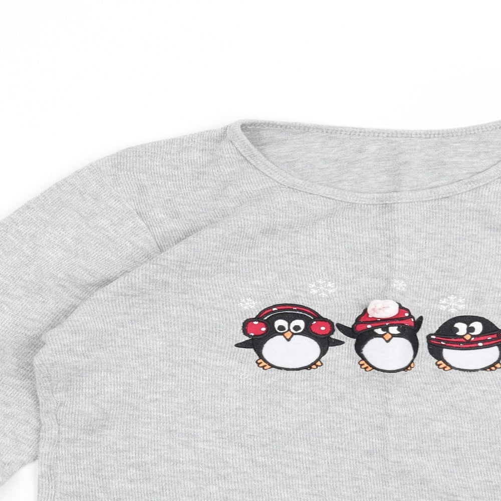 George Womens Grey   Top Pyjama Top Size 12  - Christmas Penguin