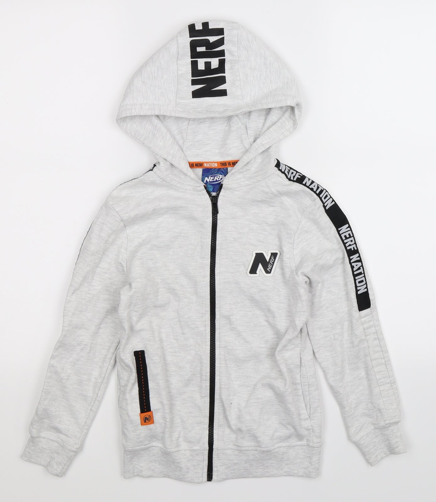 NERF Boys Grey   Full Zip Hoodie Size 7-8 Years
