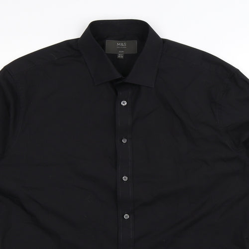 Marks and Spencer Mens Black    Dress Shirt Size 15.5