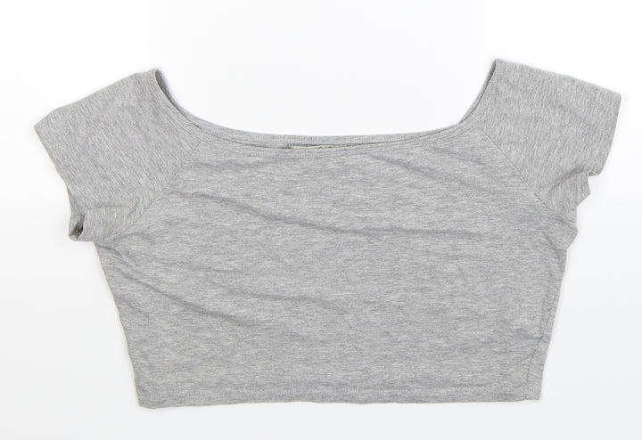 Atmosphere Womens Grey Cropped T-Shirt Size 16
