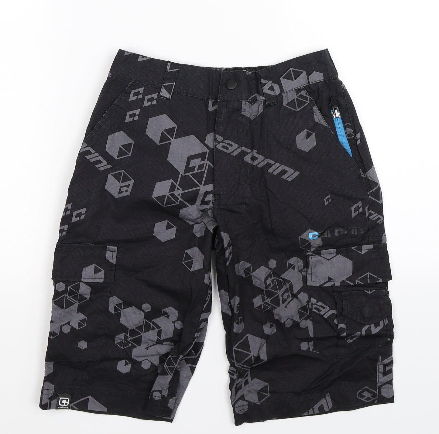 Carbrini Boys Black Geometric  Cargo Shorts Size 10-11 Years