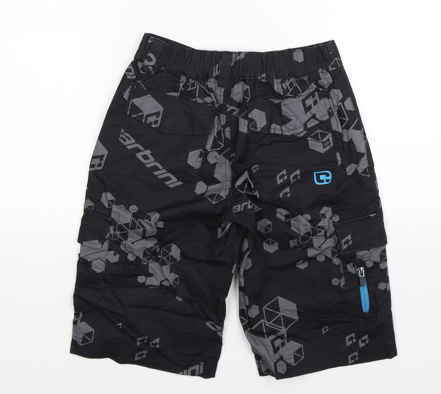 Carbrini Boys Black Geometric  Cargo Shorts Size 10-11 Years