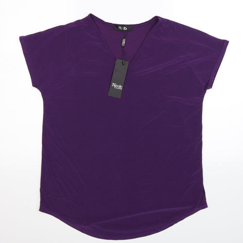 Nicole Womens Purple   Basic Blouse Size S