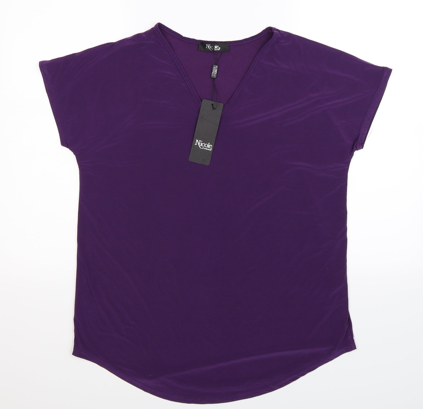 Nicole Womens Purple   Basic Blouse Size S
