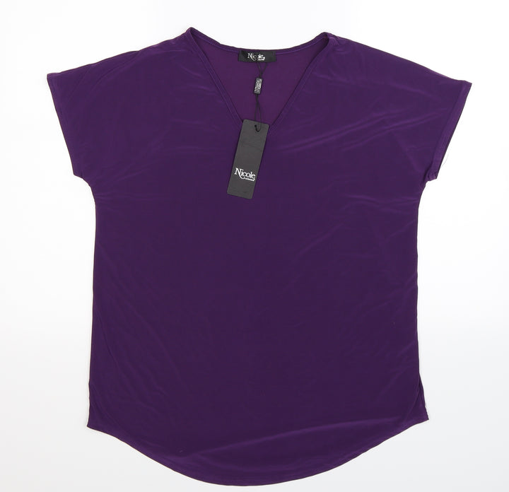 Nicole Womens Purple   Basic Blouse Size S