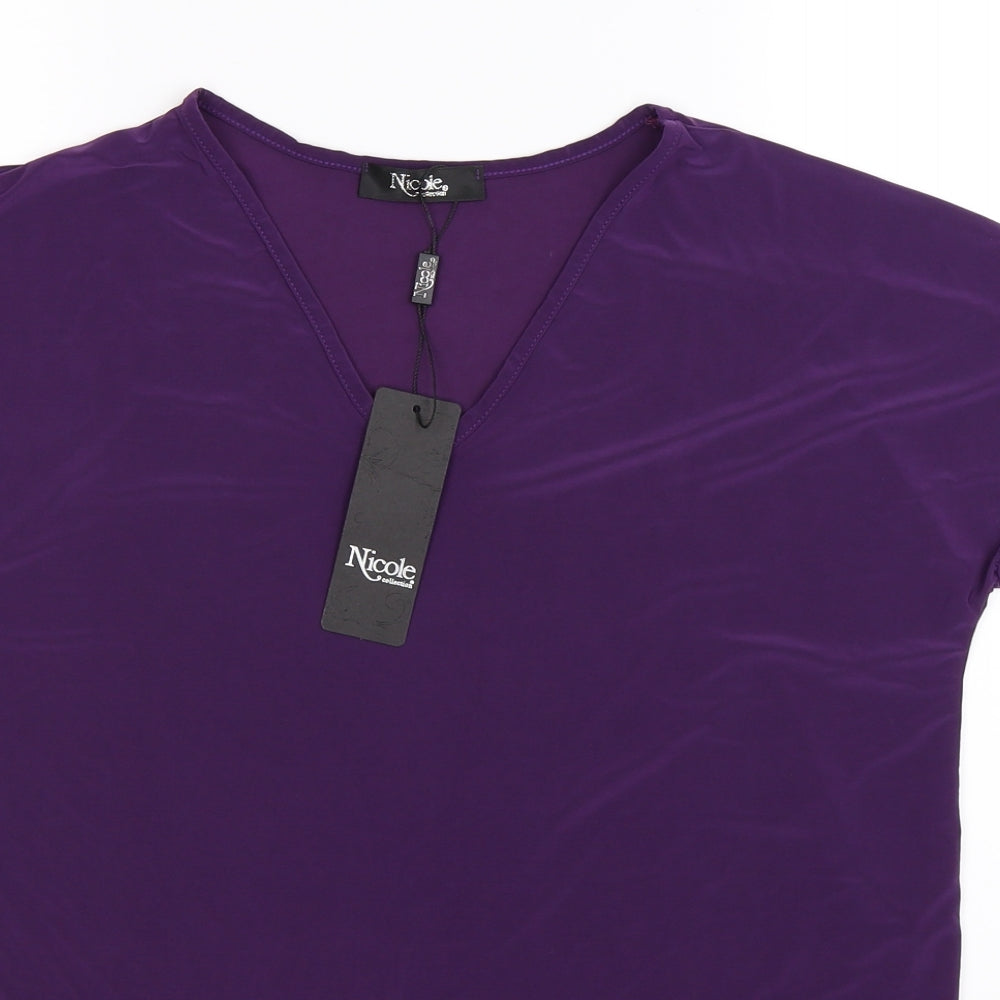 Nicole Womens Purple   Basic Blouse Size S