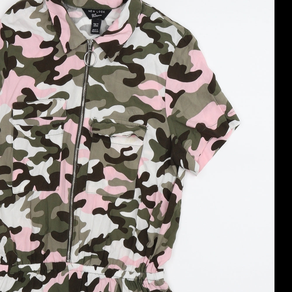 New Look Girls Multicoloured Camouflage  Playsuit One-Piece Size 14 Years