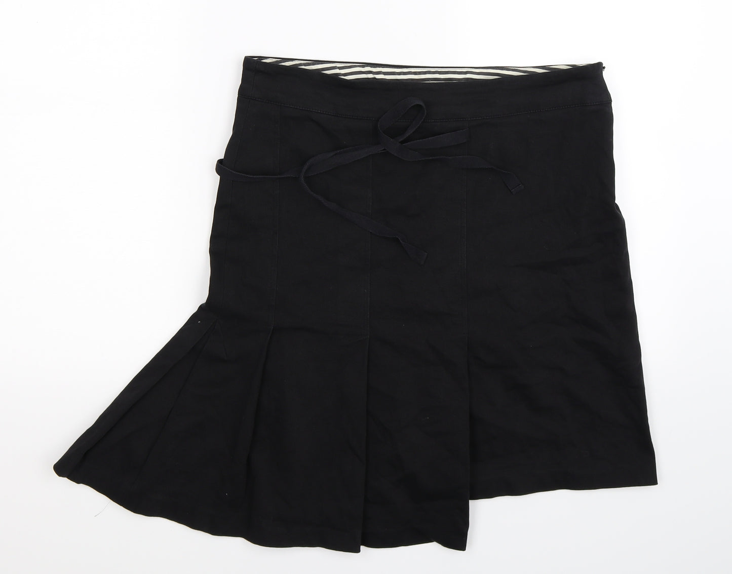 Topshop Womens Black  Denim Pleated Skirt Size 12