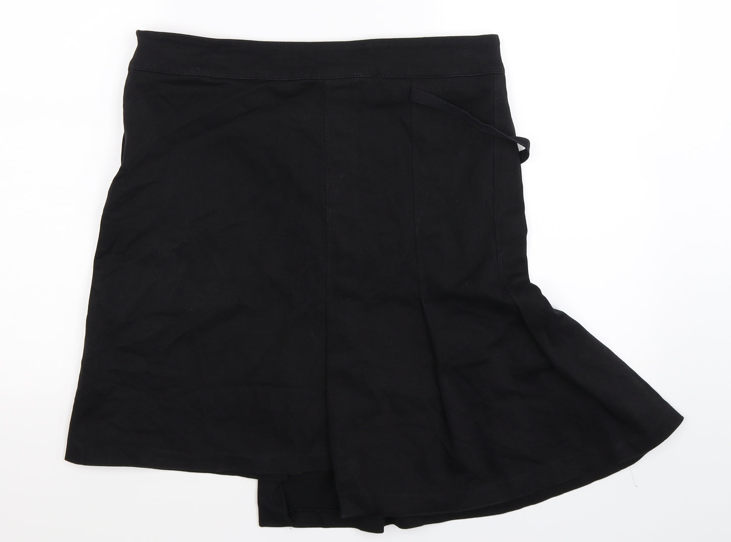 Topshop Womens Black  Denim Pleated Skirt Size 12