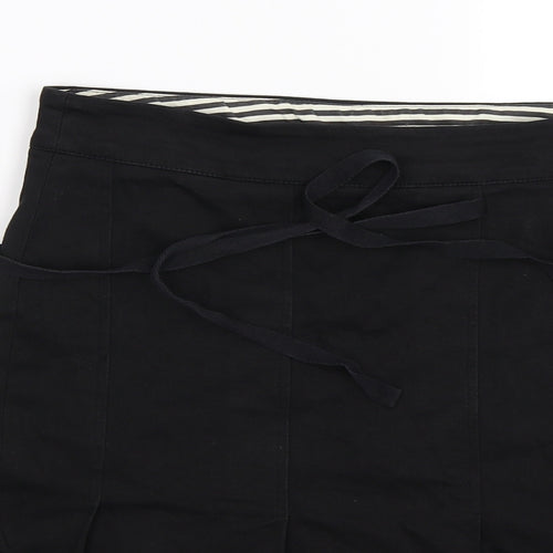 Topshop Womens Black  Denim Pleated Skirt Size 12