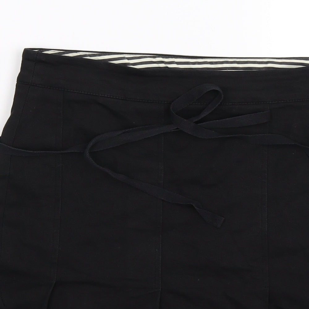 Topshop Womens Black  Denim Pleated Skirt Size 12