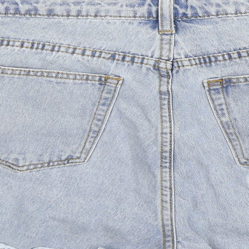 Missguided Womens Blue  Denim Hot Pants Shorts Size 12 - Distressed