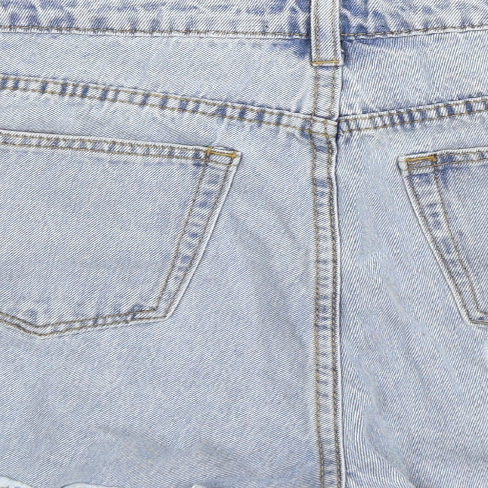 Missguided Womens Blue  Denim Hot Pants Shorts Size 12 - Distressed