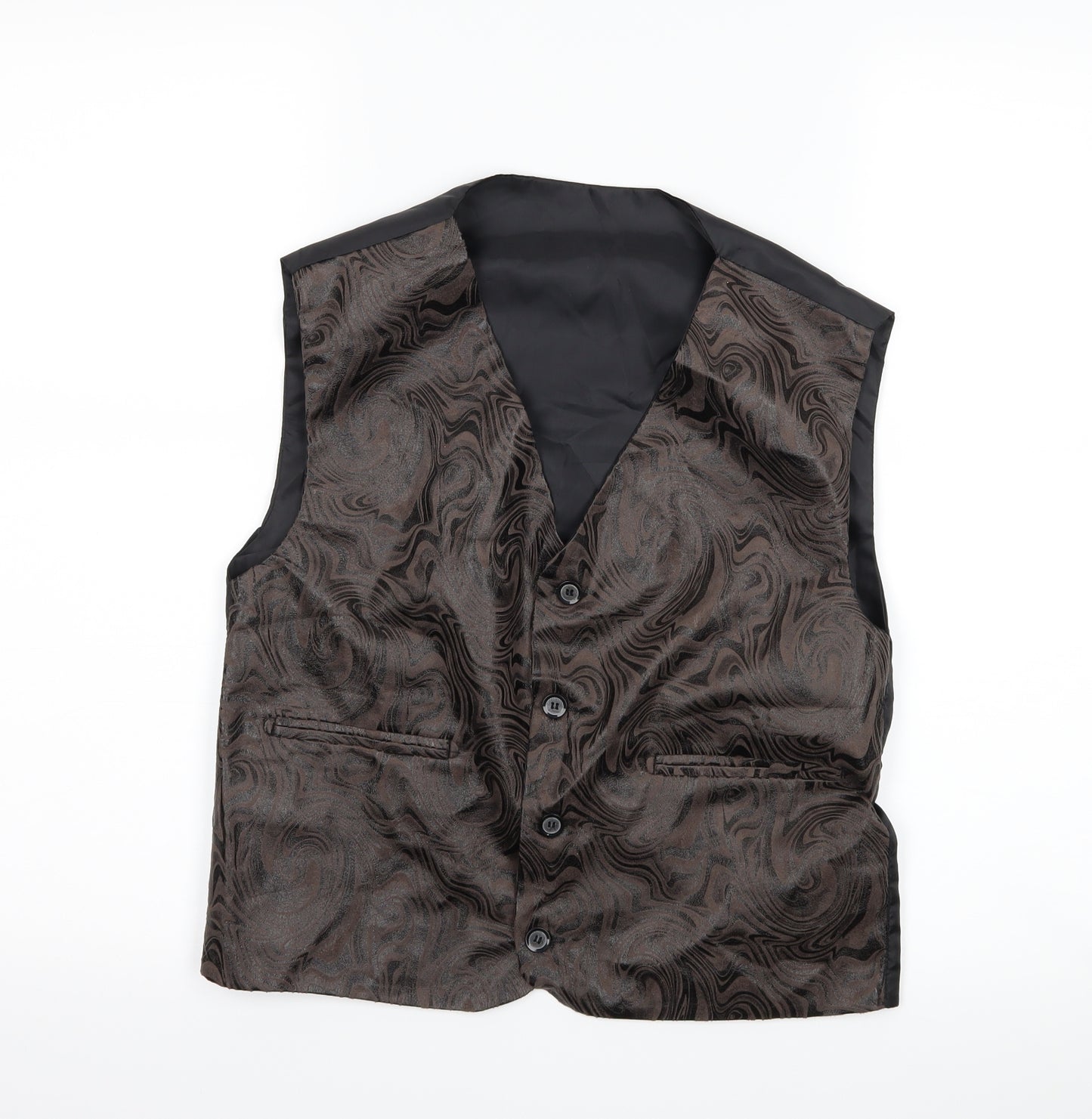 Preworn Boys Brown Geometric  Jacket Waistcoat Size 12 Years