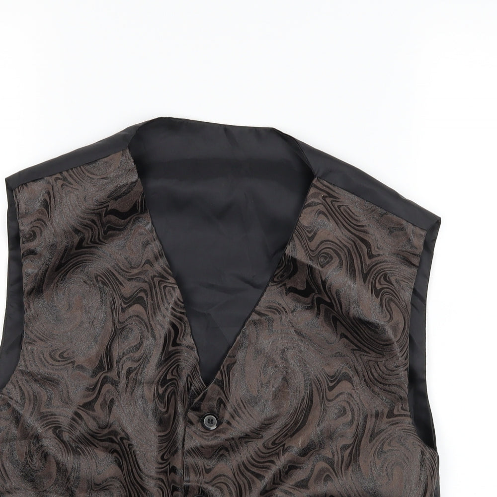 Preworn Boys Brown Geometric  Jacket Waistcoat Size 12 Years