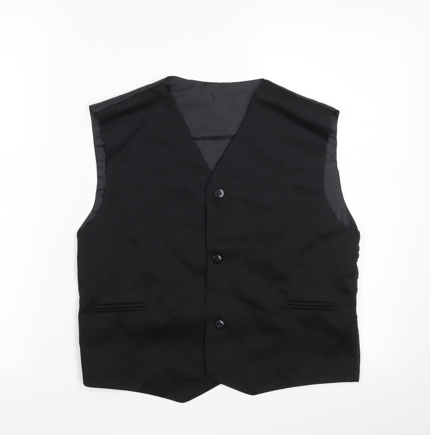 Preworn Boys Black   Jacket Waistcoat Size 13 Years