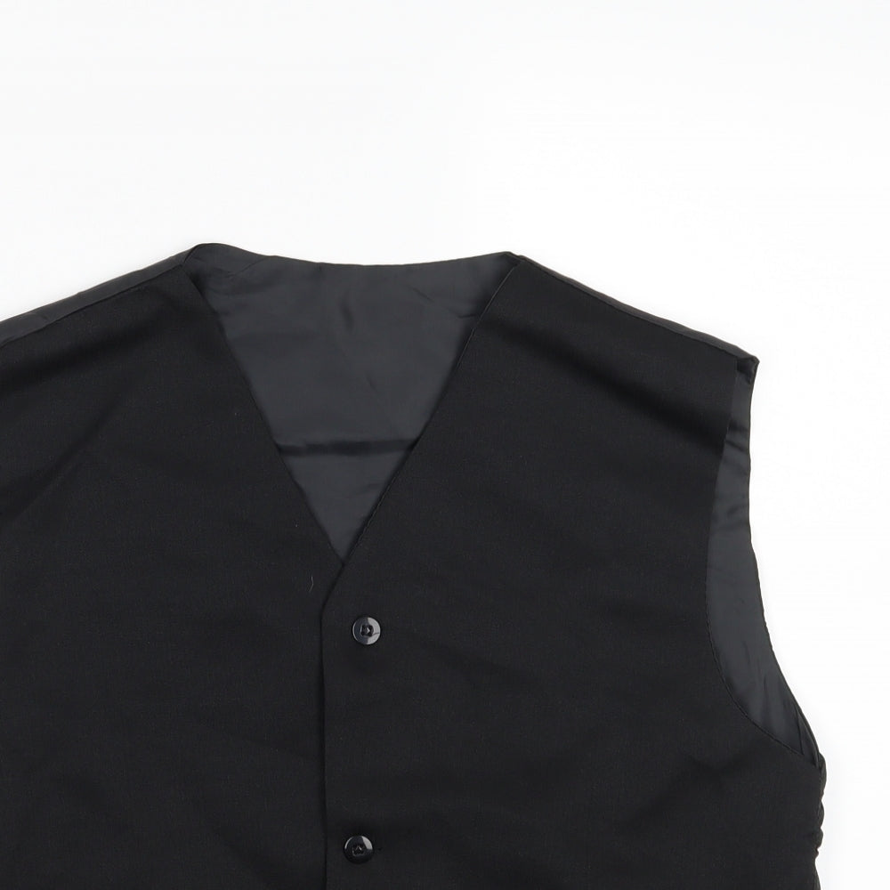 Preworn Boys Black   Jacket Waistcoat Size 13 Years