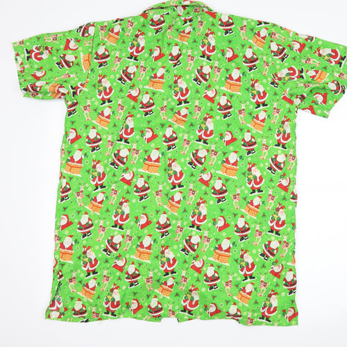 Preworn Mens Green    Button-Up Size L  - christmas print