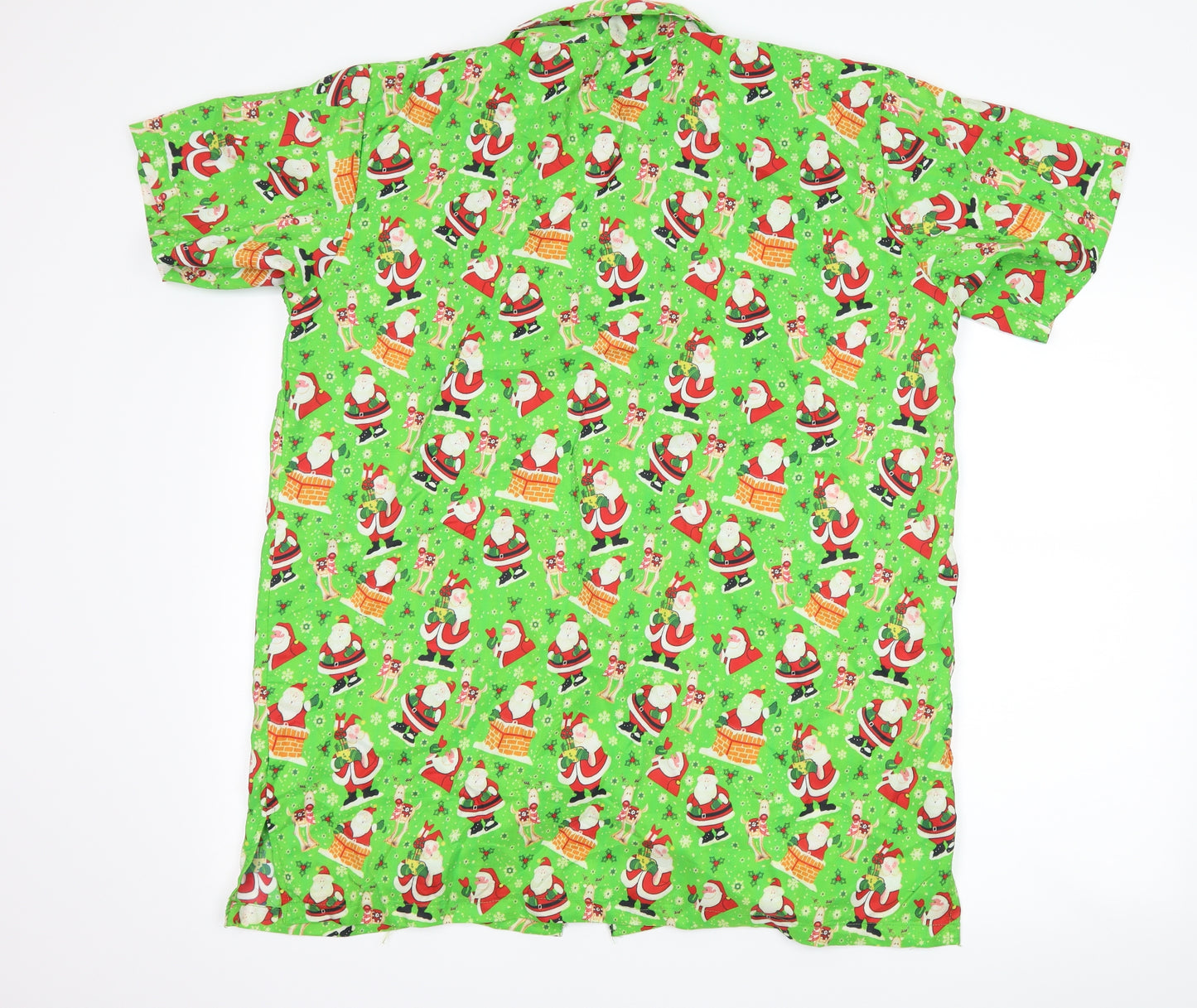 Preworn Mens Green    Button-Up Size L  - christmas print