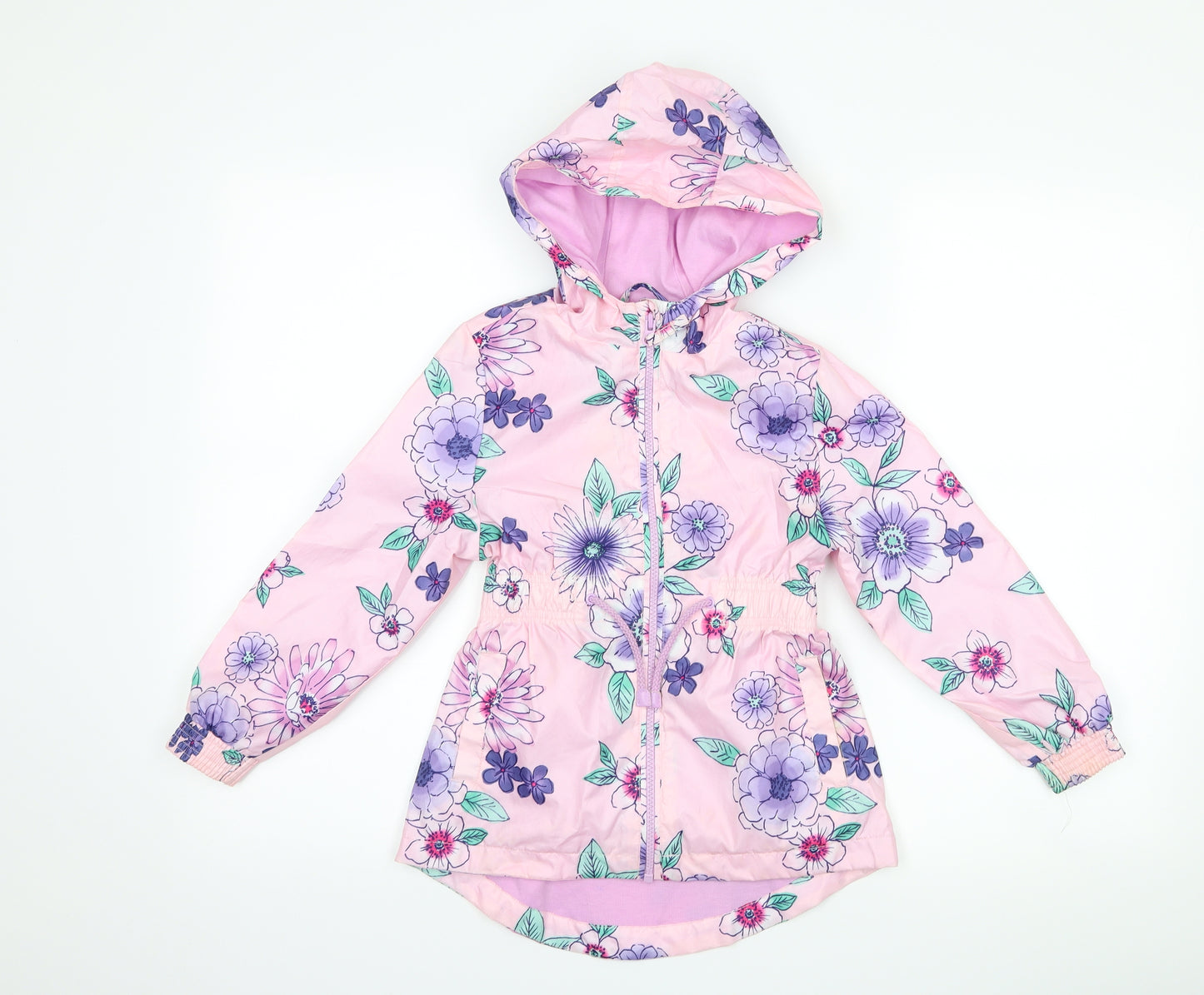 George Girls Pink Floral  Rain Coat Coat Size 5-6 Years