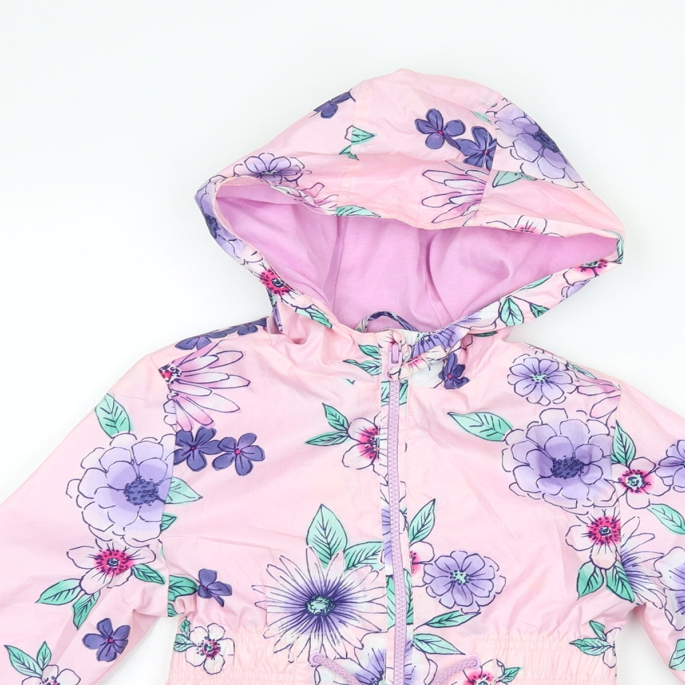George Girls Pink Floral  Rain Coat Coat Size 5-6 Years