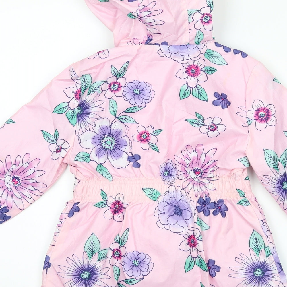 George Girls Pink Floral  Rain Coat Coat Size 5-6 Years