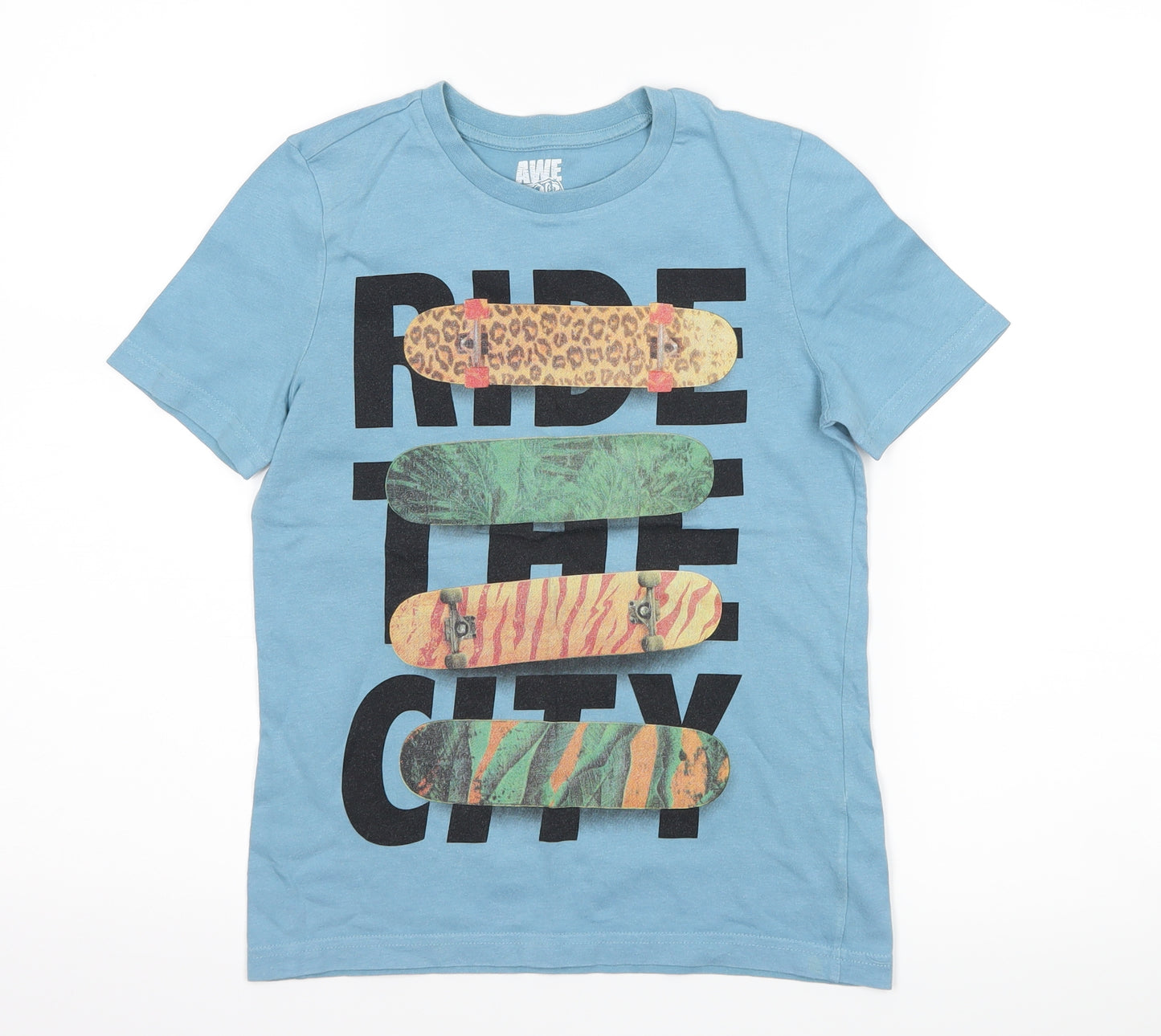 F&F Boys Blue   Basic T-Shirt Size 7-8 Years  - skateboard