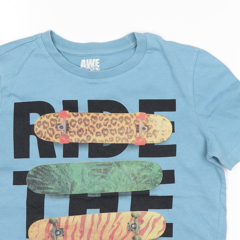 F&F Boys Blue   Basic T-Shirt Size 7-8 Years  - skateboard