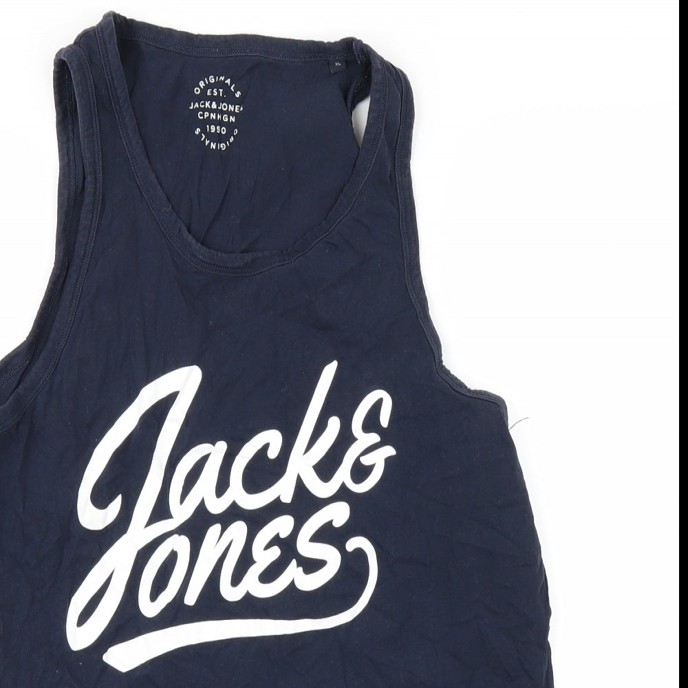 JACK & JONES Mens Blue    T-Shirt Size XL