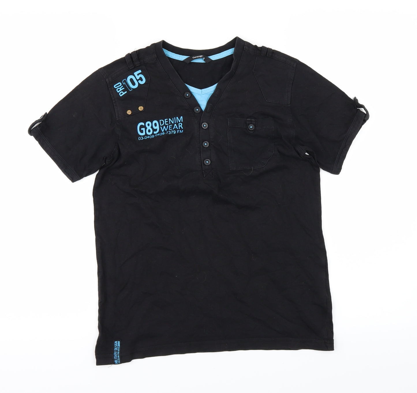 George Boys Black   Basic T-Shirt Size 10-11 Years