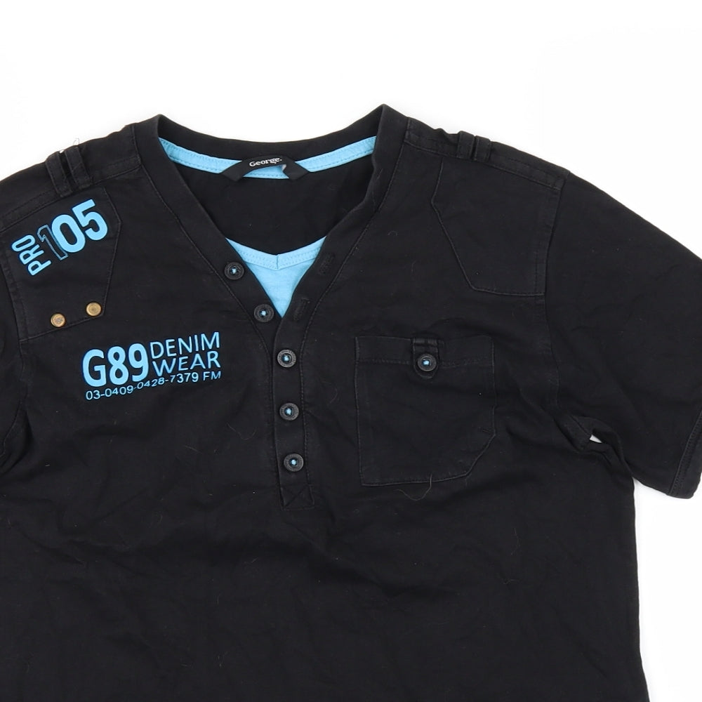 George Boys Black   Basic T-Shirt Size 10-11 Years