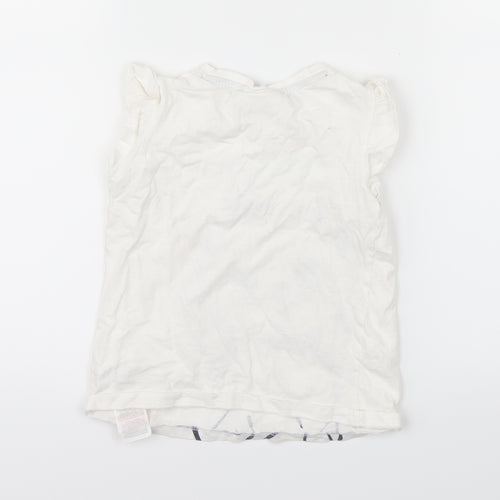 Disney Girls White   Basic T-Shirt Size 3-4 Years